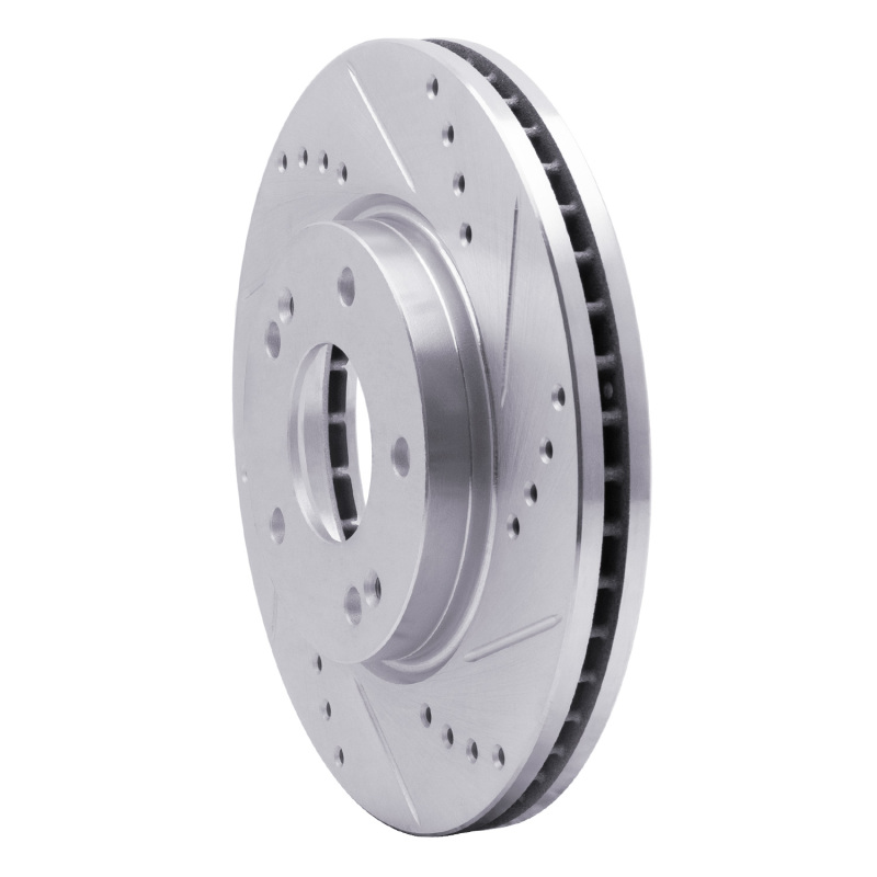 Hyundai Santa Fe Brake Rotor (1) - Front Right - R1 Concepts - Drilled & Slotted - Silver - `01-`05
